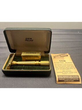 Vintage Gem Micromatic Razor & Blades Safety Gold 1773614